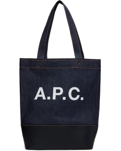 A.P.C. . Navy & Black Axelle Tote - Blue