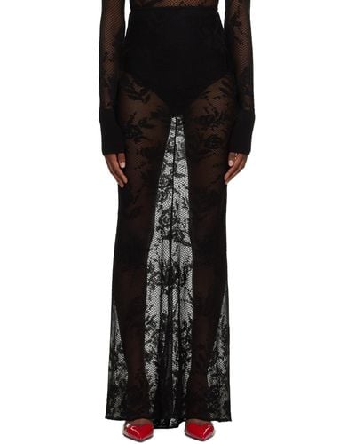 Alaïa Black Floral Maxi Skirt