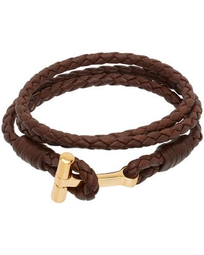 Tom Ford Brown Leather Bracelet