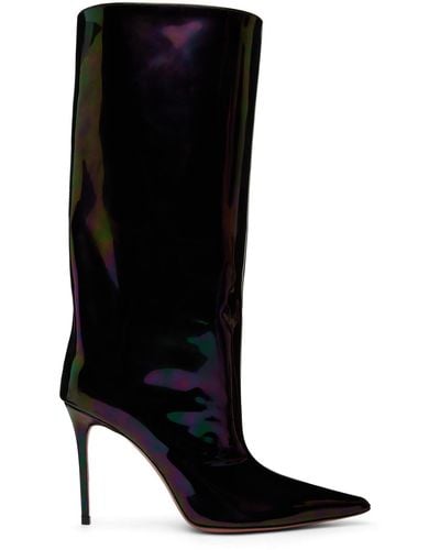 AMINA MUADDI Fiona Patent Boots - Black