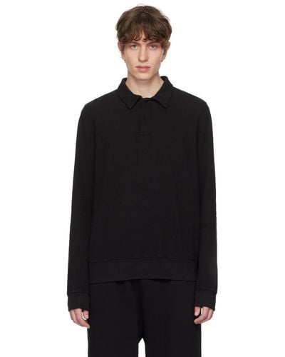 Les Tien スプレッドカラー ポロシャツ - ブラック