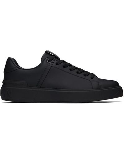 Balmain Leather Trainers With Panels - Black