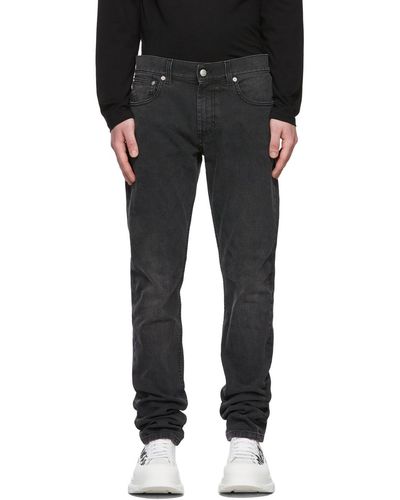 Alexander McQueen Gray Embroide Graffiti Jeans - Black