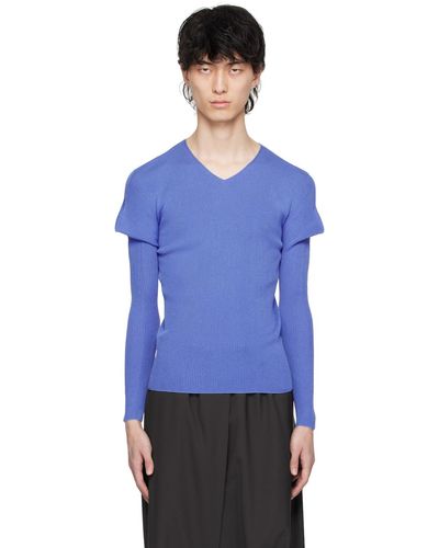 132 5. Issey Miyake V-neck Sweater - Blue