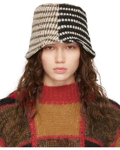 ANDERSSON BELL Contrast Knit Bucket Hat - Brown