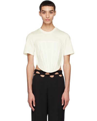 Dion Lee オフホワイト Corset Tシャツ - ブラック