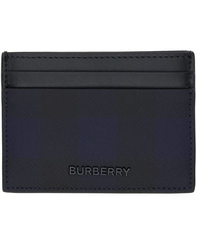 Burberry &ネイビー チェック カードケース - ブラック