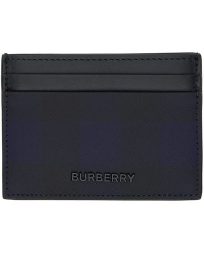 Burberry Porte-cartes noir et bleu marine à carreaux