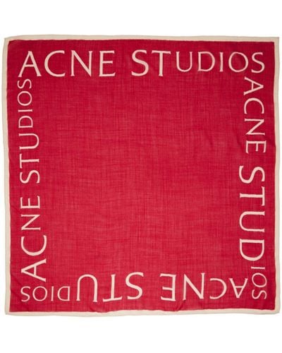 Acne Studios Red Logo Scarf