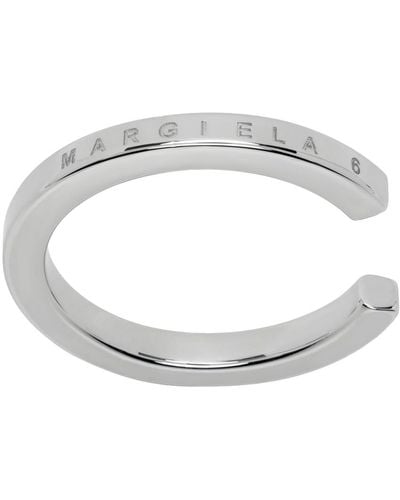 MM6 by Maison Martin Margiela Silver Minimal Wire Ring - White