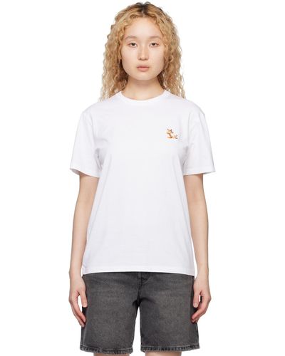 Maison Kitsuné T-shirt blanc à logo de renard