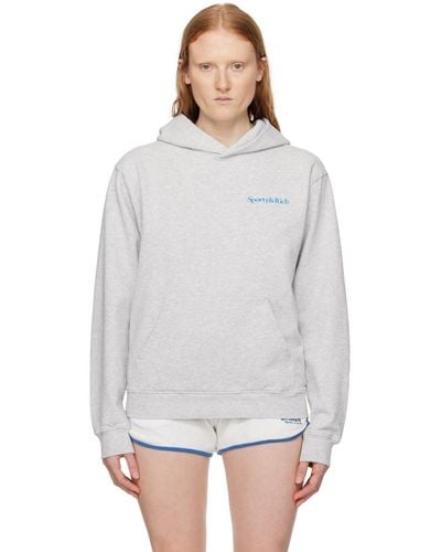 Sporty & Rich Gray New Health Hoodie - White