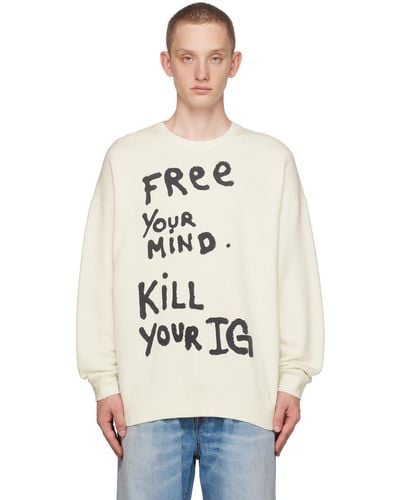 R13 Off-white 'free Your Mind' Jumper - Natural