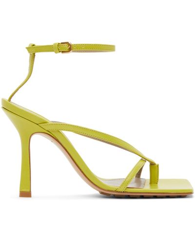 Bottega Veneta Green Strappy Stretch Heeled Sandals - Yellow