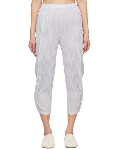 Pleats Please Issey Miyake Grey Monthly Colours January Trousers - White