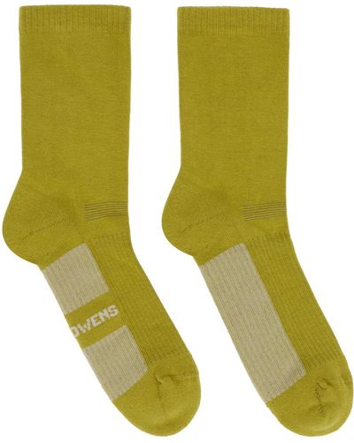 Rick Owens Yellow & Off-white Glitter Socks - Green