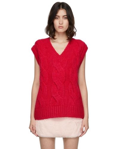 we11done Cable Knit Vest - Red