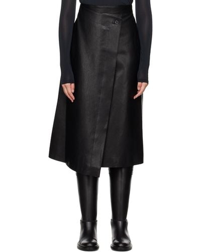 LVIR Wrap Faux-leather Midi Skirt - Black