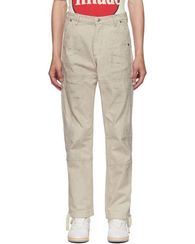 Rhude Grey Painter Trousers - White