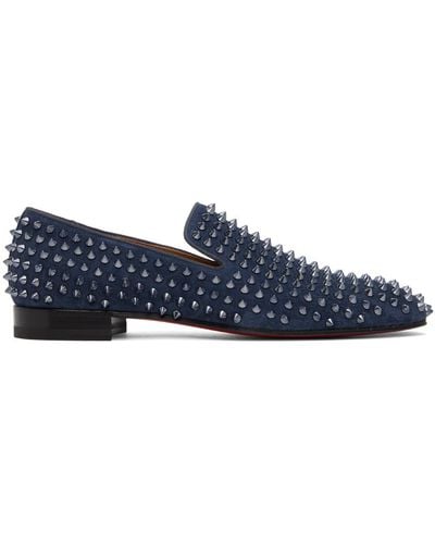 Christian Louboutin Navy Dandelion Spikes Loafers - Blue