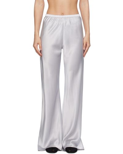 SILK LAUNDRY Pantalon de détente coupé sur le biais gris - Blanc