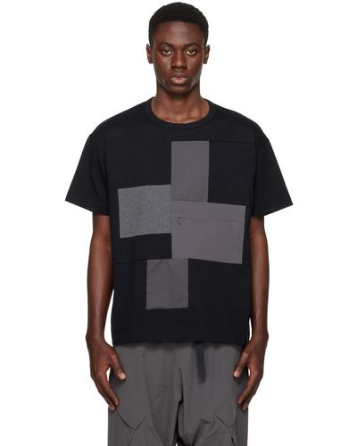 Fumito Ganryu T-shirt noir à patchwork