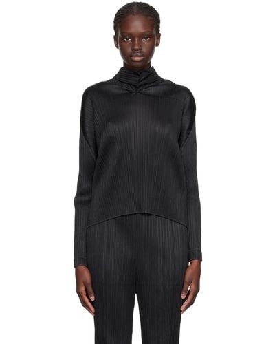 Pleats Please Issey Miyake Chemisier monthly colors september noir à capuche