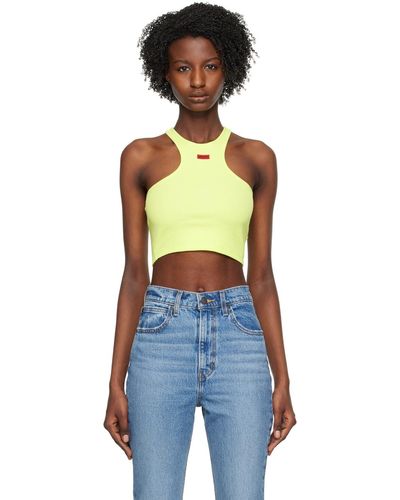 HUGO Yellow Cropped Tank Top - Blue