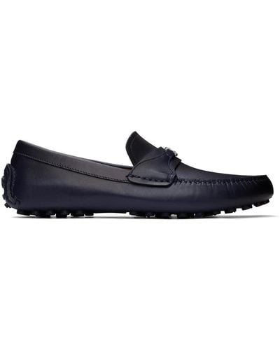 Ferragamo Navy Gancini Ornament Loafers - Black
