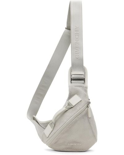 Givenchy Petit sac triangulaire gris à glissière à logos - Blanc