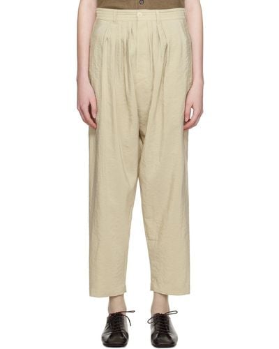 Lemaire Beige Pleated Trousers - Natural
