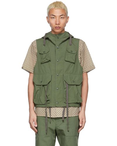 Engineered Garments Green Ripstop Field Vest