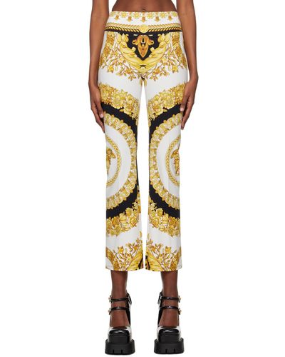 Versace Legging blanc et doré à motif baroque - Multicolore