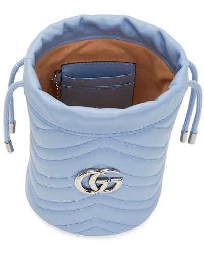 Gucci GG Marmont Mini Matelasse Leather Bucket Bag - Blue