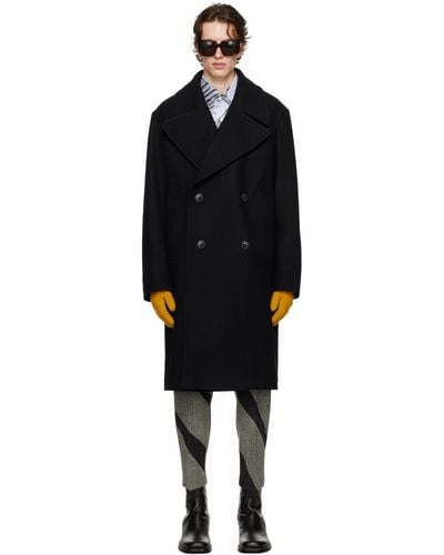 Dries Van Noten Black Double-breasted Coat