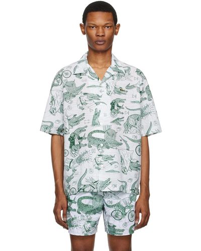 Lacoste Green & White Netflix Edition Printed Shirt - Blue