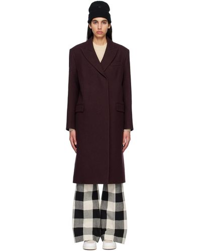 Acne Studios Manteau bourgogne à revers cranté - Noir