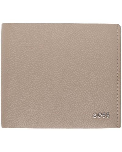 BOSS Beige Leather Wallet - Natural