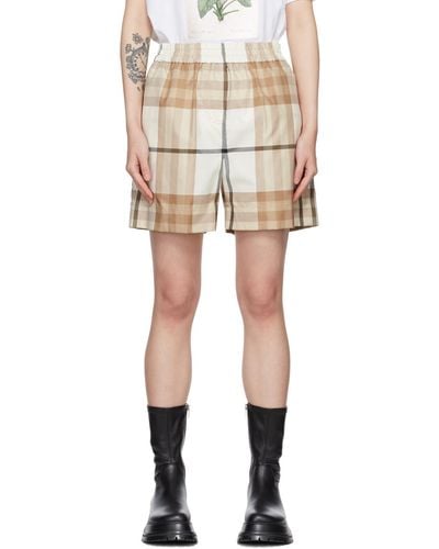 Burberry Off-white Check Shorts - Multicolour
