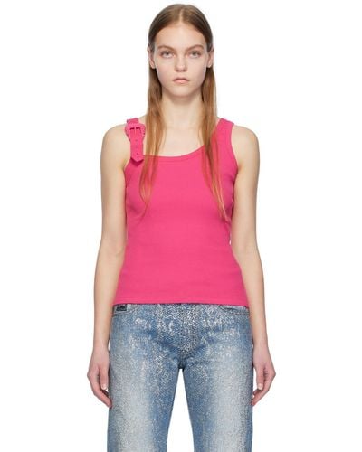 Versace Pink Ribbed Tank Top - Red