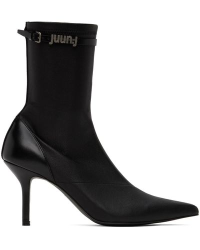 Juun.J Pointed Ankle Boots - Black