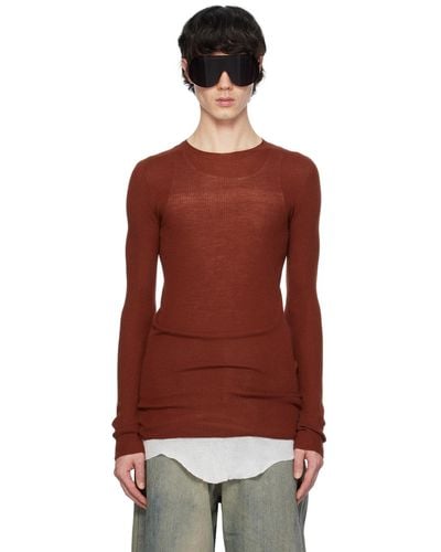 Rick Owens Brown Ribbed Sweater - Red