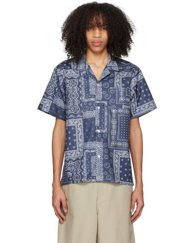 Bather Camp-Collar bandana-print Cotton Shirt - Men - Blue Casual Shirts - XL