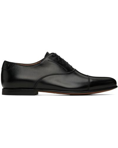 Ferragamo Black Button Oxfords