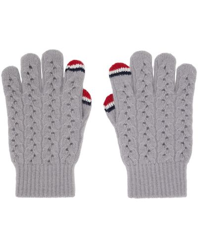 Thom Browne Grey Touchscreen Gloves