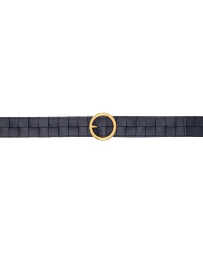 Bottega Veneta Navy Maxi Intreccio Belt - Black