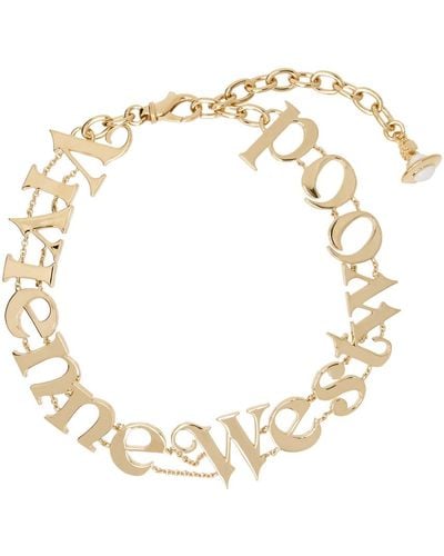 Vivienne Westwood Raimunda Branded-lettering Brass Choker - Metallic
