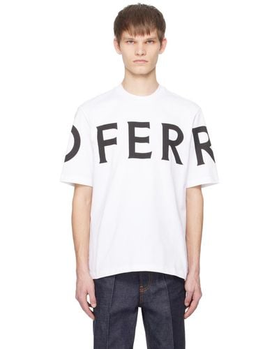 Ferragamo ホワイト ロゴプリント Tシャツ - ブラック