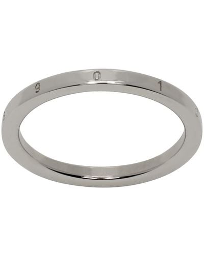 MM6 by Maison Martin Margiela Silver Engraved Ring - Black