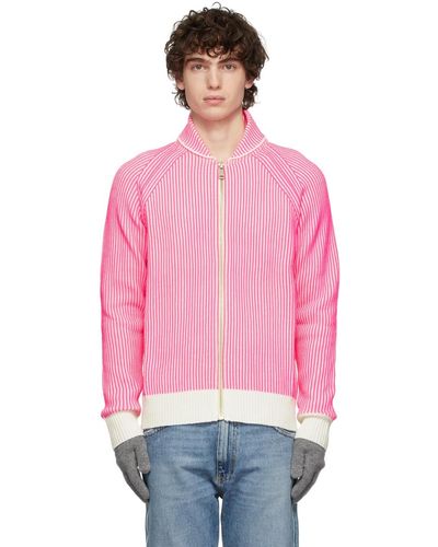 ERL ホワイト ジップアップ セーター - ピンク
